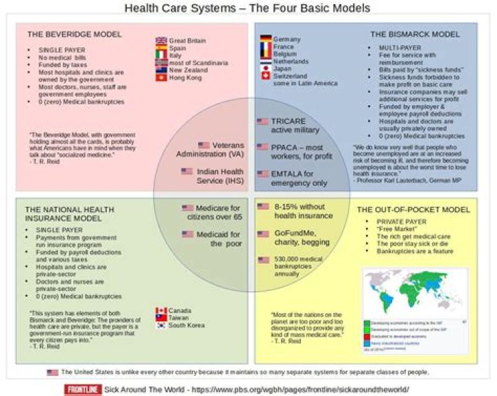 What are the 4 basic models of healthcare systems in the world select all that apply?